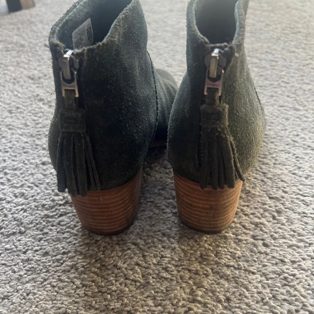 Toms Olive Green Suede Ankle Booties